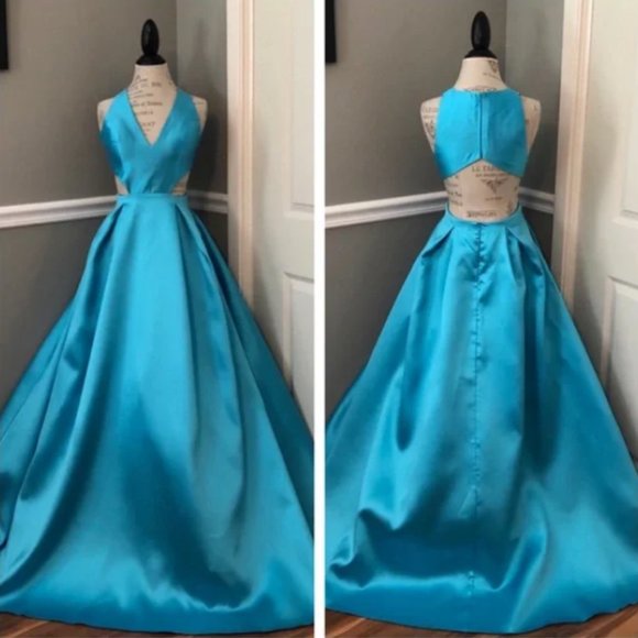 NEW JOVANI SZ 8 CUT OUT FORMAL BALL GOWN WITH POCKETS - Picture 1 of 8